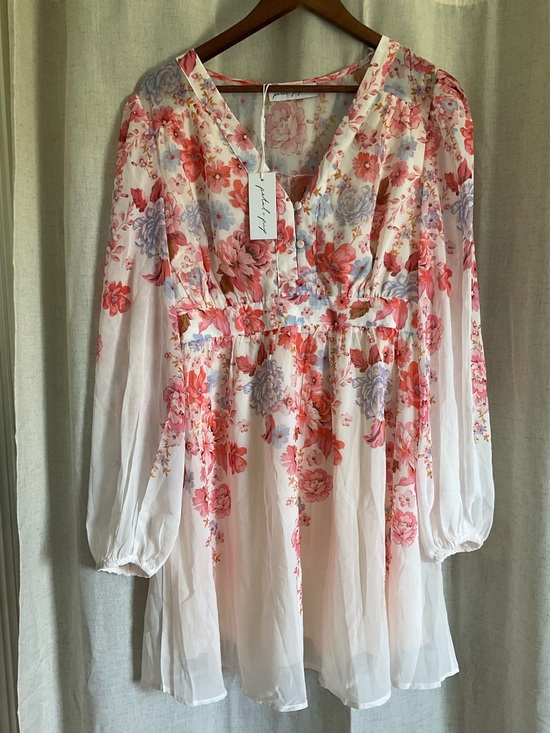 Petal & Pup Dresses & Skirts - NWT Petal & Pup Floral Chiffon Mini Dress XL Romantic Cottagecore Long Sleeve